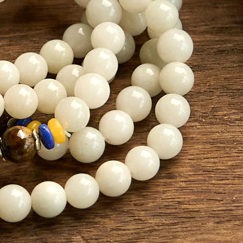 108 Mala Beads Natural Golden Silk Jade Wealth Luck Bracelet