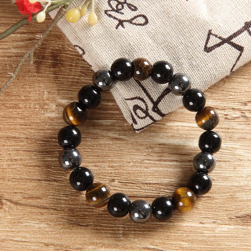 Tibetan-style Tiger's Eye Bracelet and Necklace Set