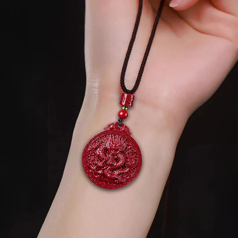 Year of the Dragon Natural Cinnabar Dragon Protection Necklace Pendant
