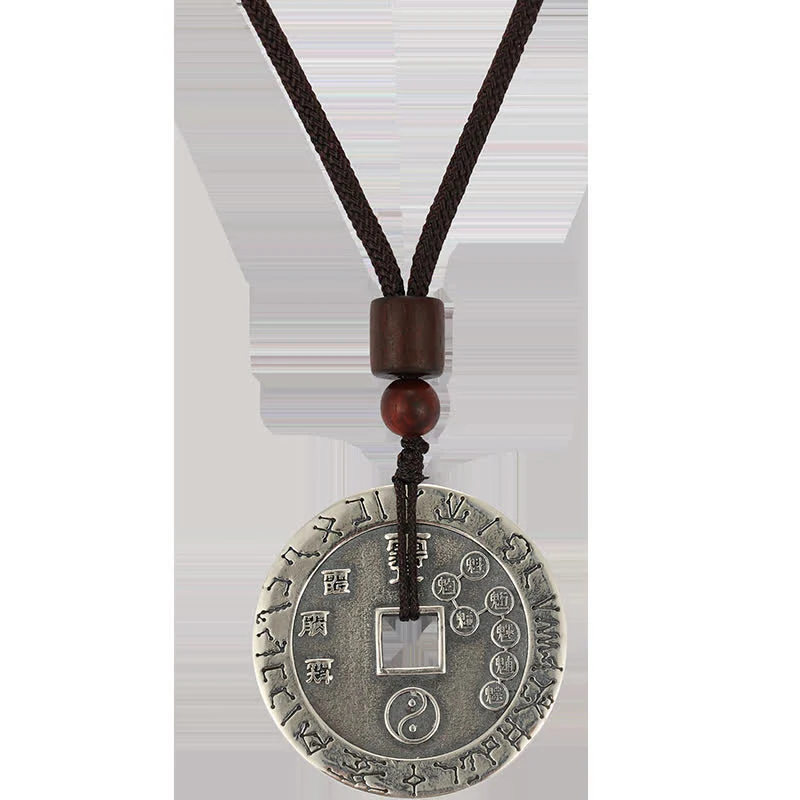 Bagua Yin Yang Copper Coin Star Balance Energy Necklace Pendant