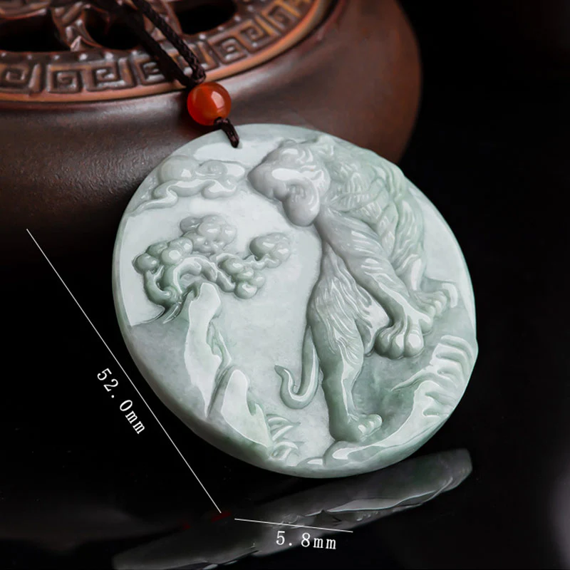 Renbeads Chinese Zodiac Tiger Jade Protection Necklace String Pendant