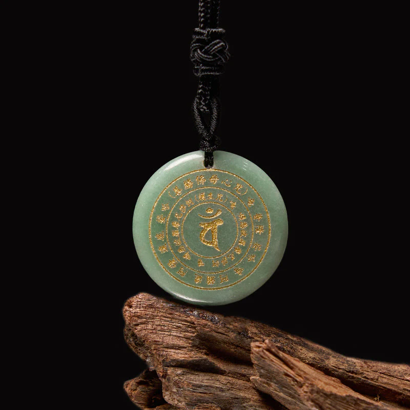 Sanskrit Mantra Various Crystal Black Obsidian Green Aventurine Strength Necklace Pendant