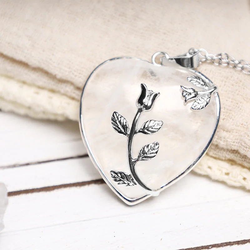 Natural Healing Crystals Heart Pendant Necklaces
