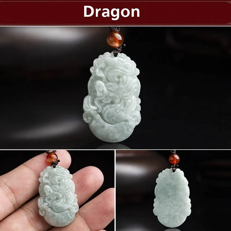 Natural Jade 12 Chinese Zodiac Success Pendant Necklace