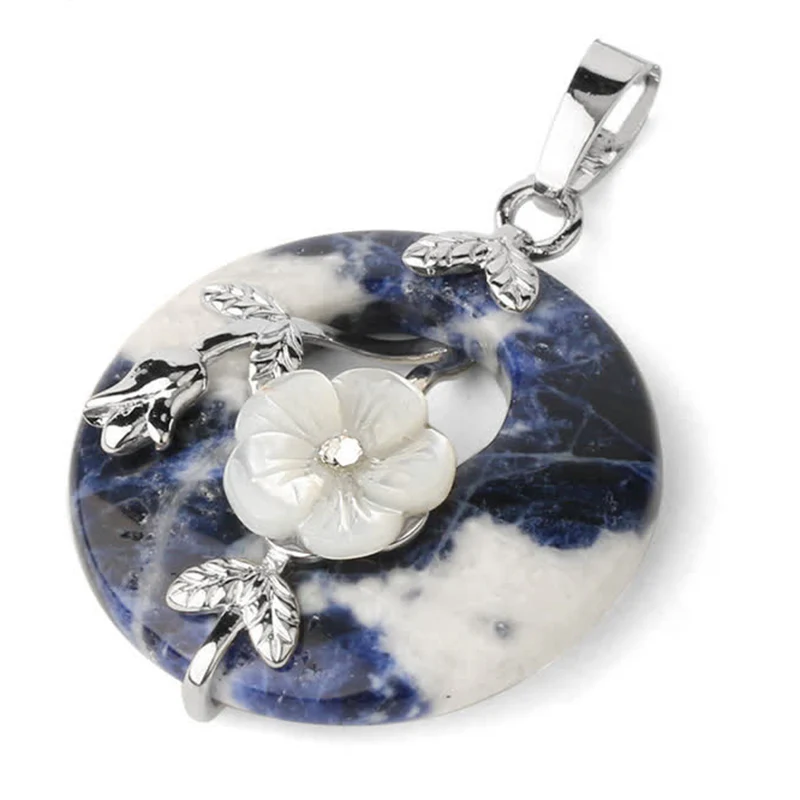 Various Crystal Amethyst Green Aventurine Flower Healing Necklace Pendant