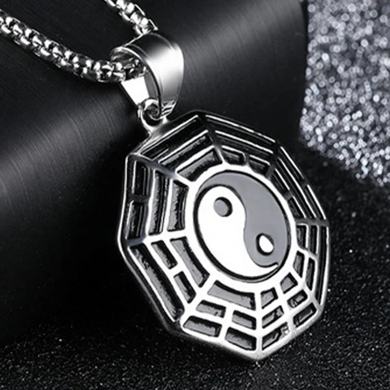Titanium Steel Bagua Yin Yang Pattern Balance Necklace Pendant