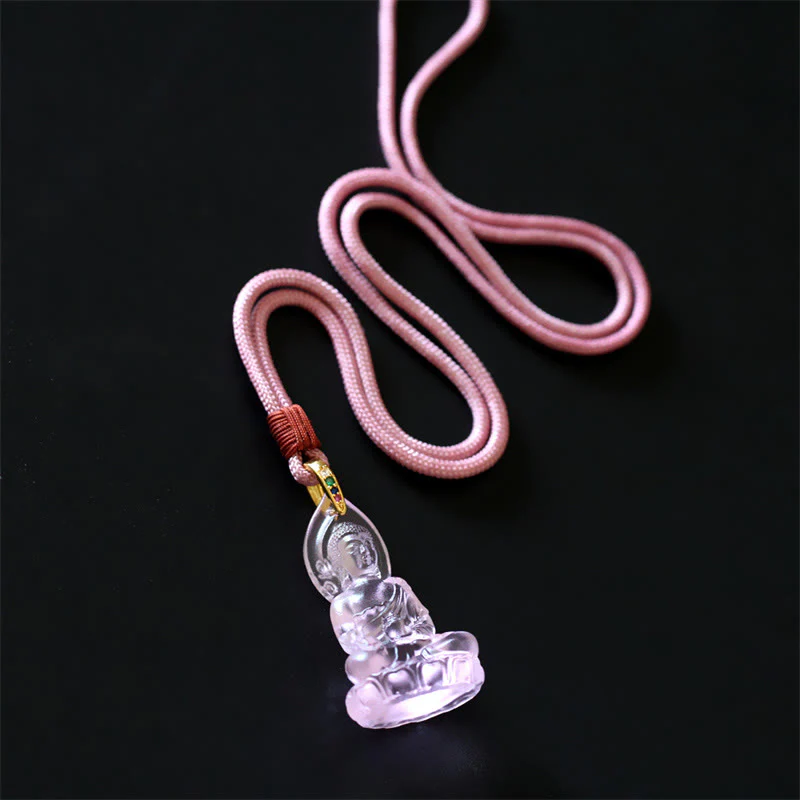 Blue Tathagata Buddha Medicine Buddha Liuli Crystal Amulet Necklace Pendant