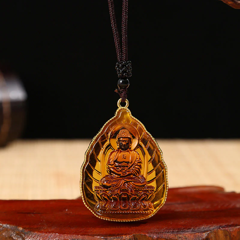 Renbeads Tibetan Buddha Liuli Crystal Serenity Necklace Pendant