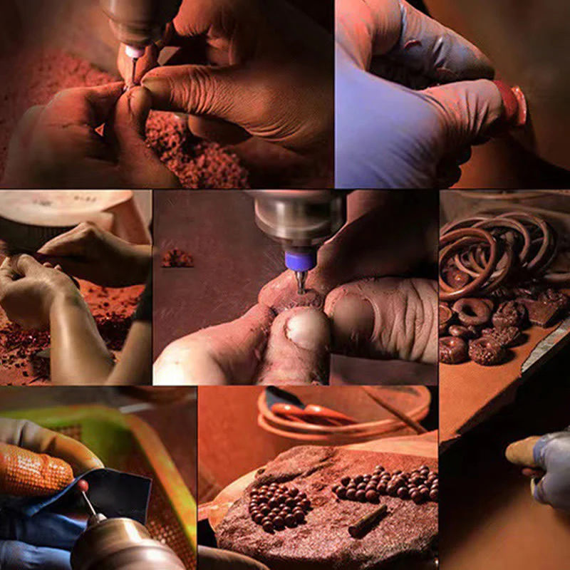 Renbeads Natural Cinnabar Lotus Om Mani Padme Hum Blessing Necklace String Pendant