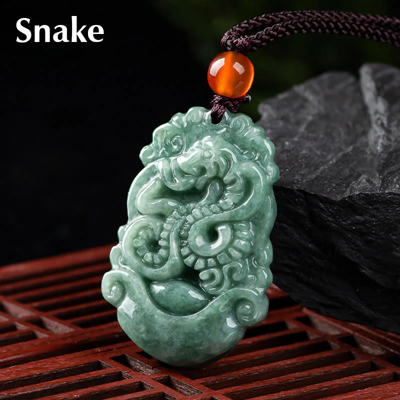 Natural Jade 12 Chinese Zodiac Prosperity Necklace Pendant