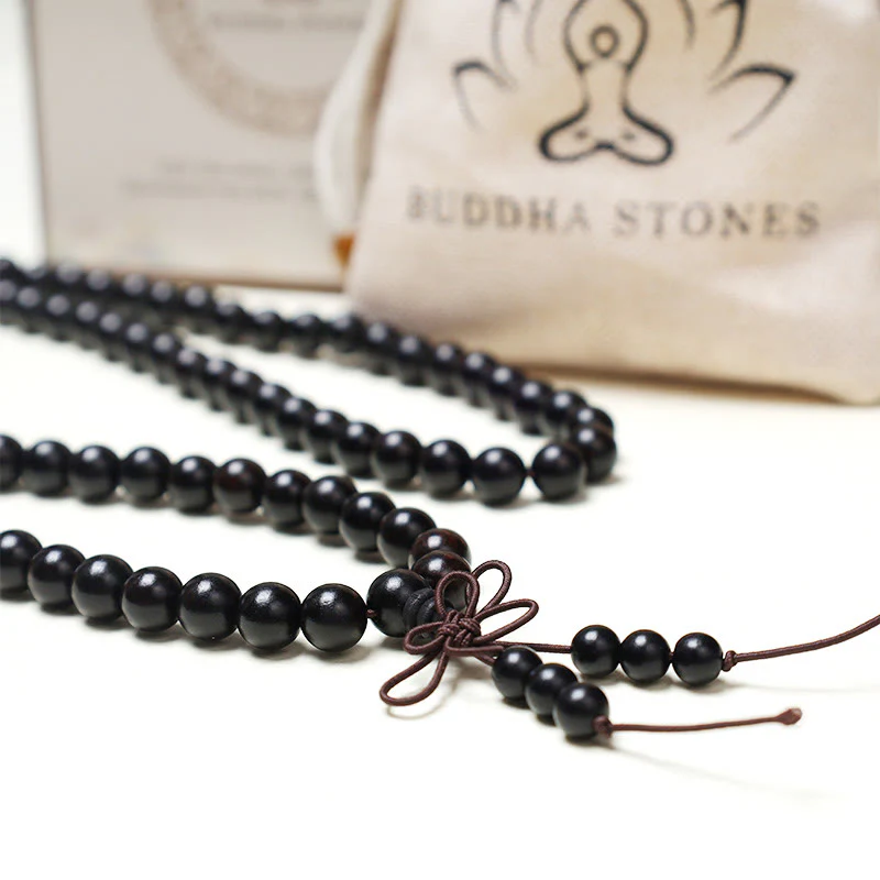 108 Mala Beads Bracelet for Prayer and Meditation, Elastic Sandalwood