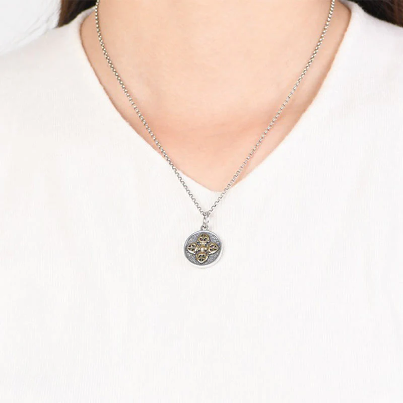 Renbeads 925 Sterling Silver Double Dorje Vajra Blessing Necklace Pendant