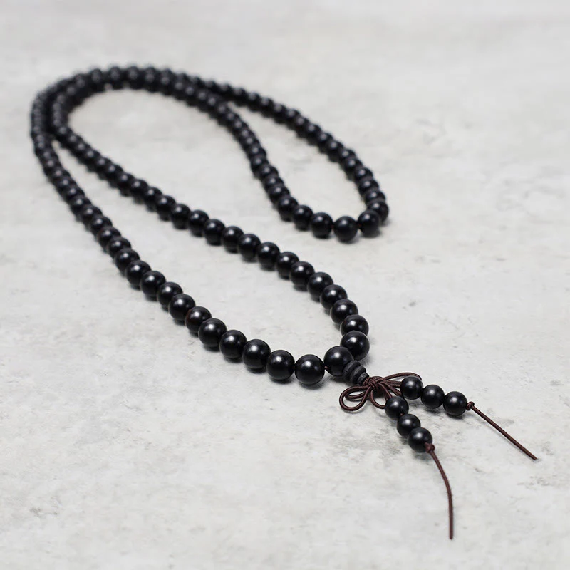 108 Mala Beads Bracelet for Prayer and Meditation, Elastic Sandalwood
