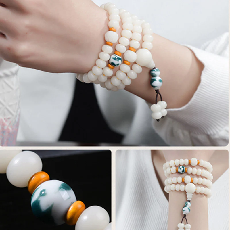 Bodhi Seed Bead Lotus Blessing Charm Bracelet