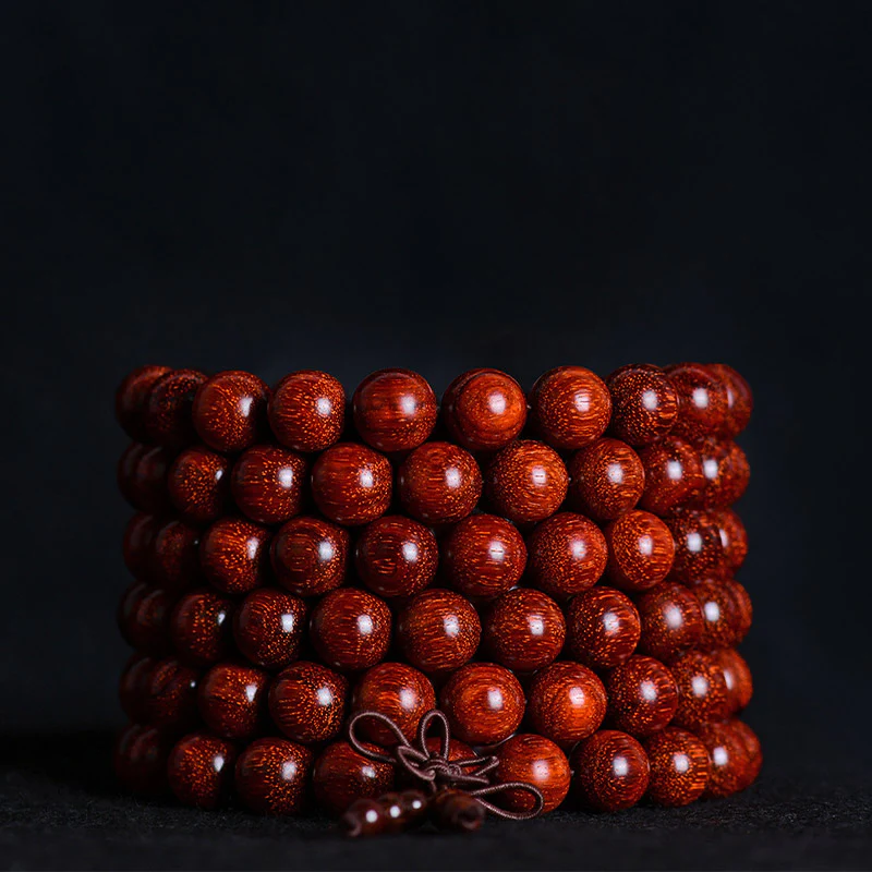 Renbeads Tibetan Small Leaf Red Sandalwood Balance Bracelet