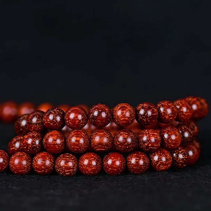 Renbeads Tibetan Small Leaf Red Sandalwood Balance Bracelet