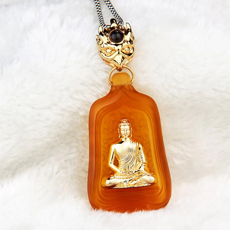 Tibetan Medicine Buddha Liuli Crystal Necklace Pendant