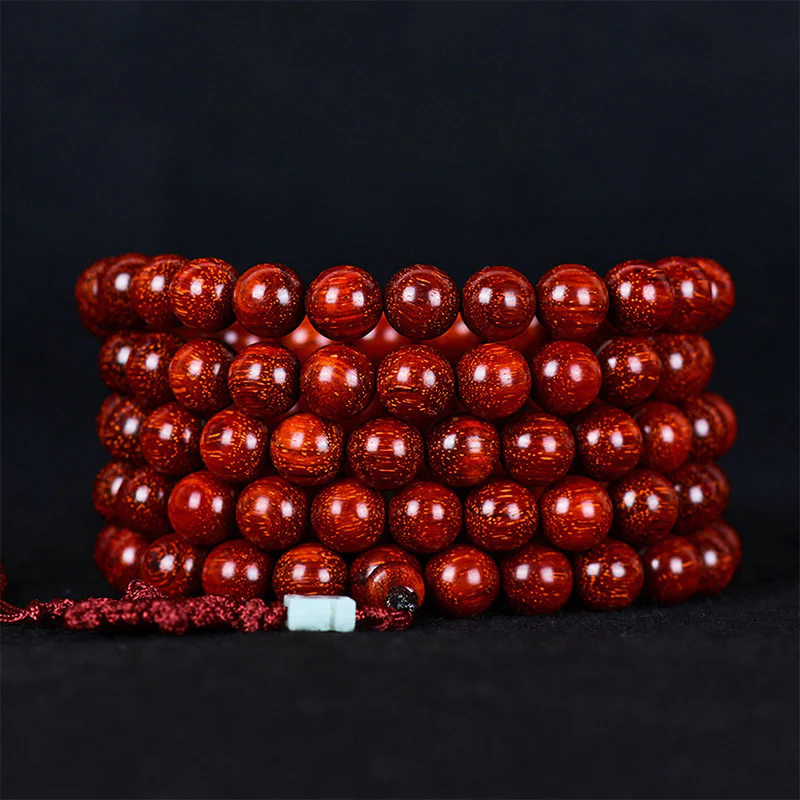 Renbeads Tibetan Small Leaf Red Sandalwood Balance Bracelet