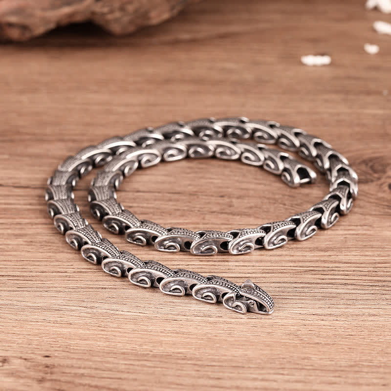 Dragon Pattern Titanium Steel Protection Necklace and Bracelet Set