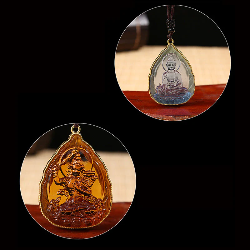 Renbeads Tibetan Buddha Liuli Crystal Serenity Necklace Pendant