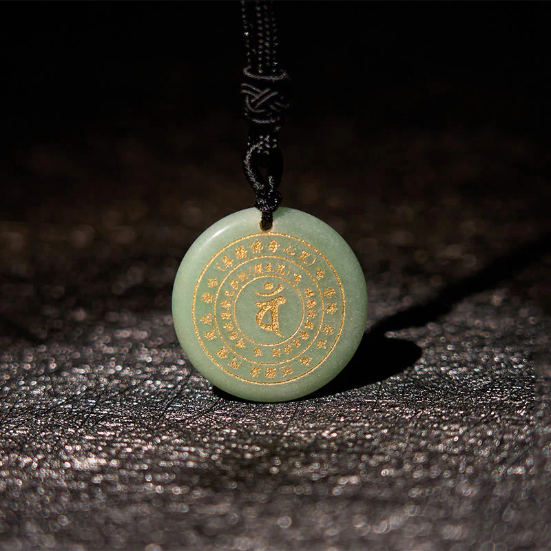 Sanskrit Mantra Various Crystal Black Obsidian Green Aventurine Strength Necklace Pendant