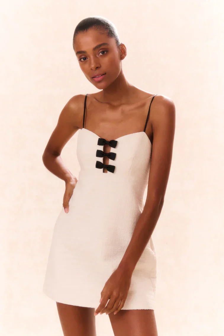 Adelaide Tweed Mini Dress-Cream