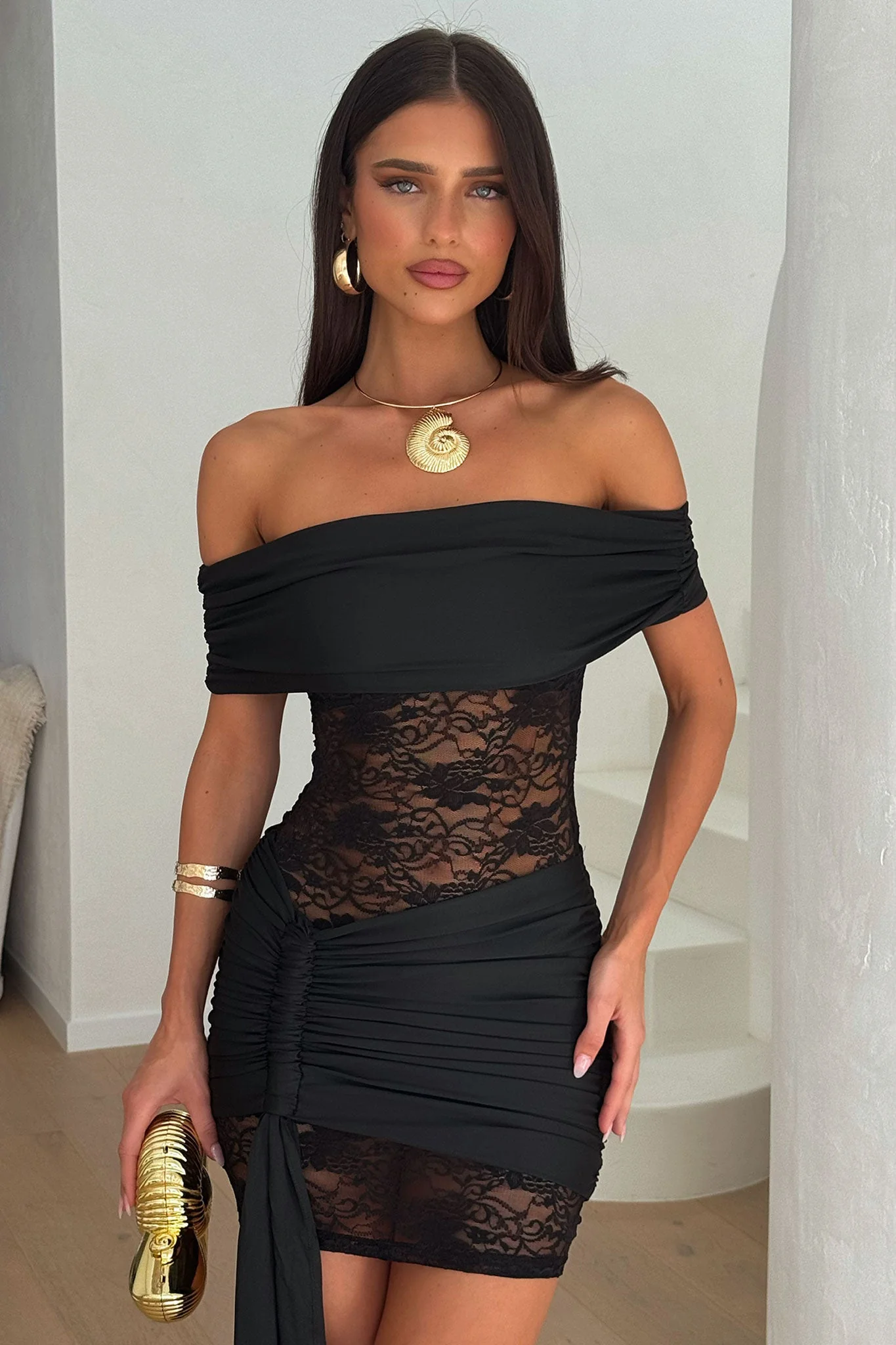 Lulea Off-Shoulder Mini Dress - Black