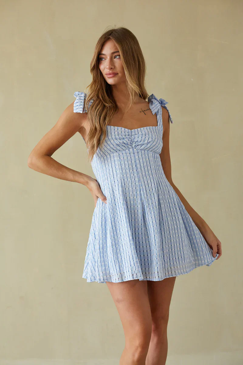 Abby Gingham Bow Strap Mini Dress
