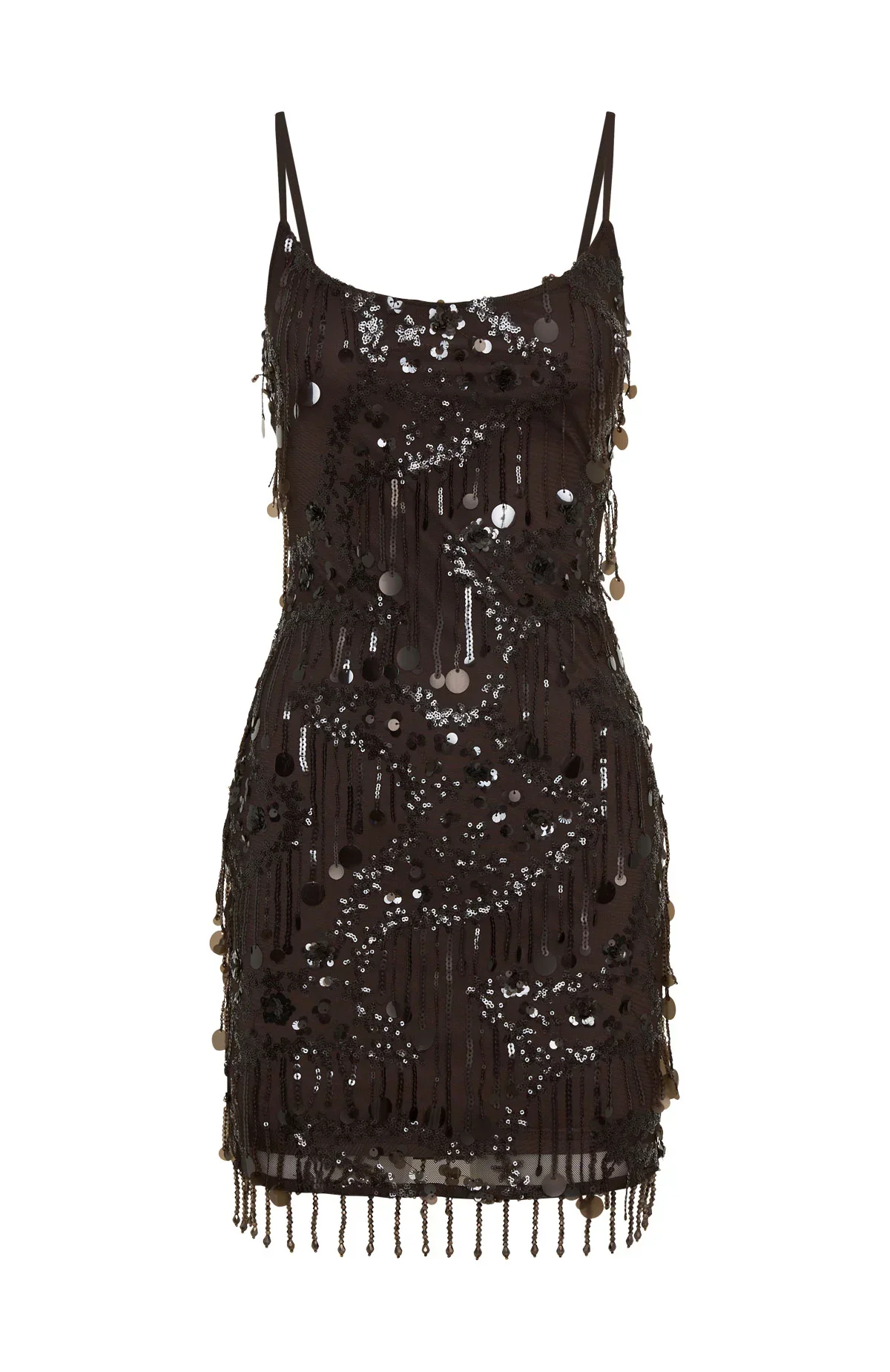 Decadent Daze Beaded Mini Dress Chocolate