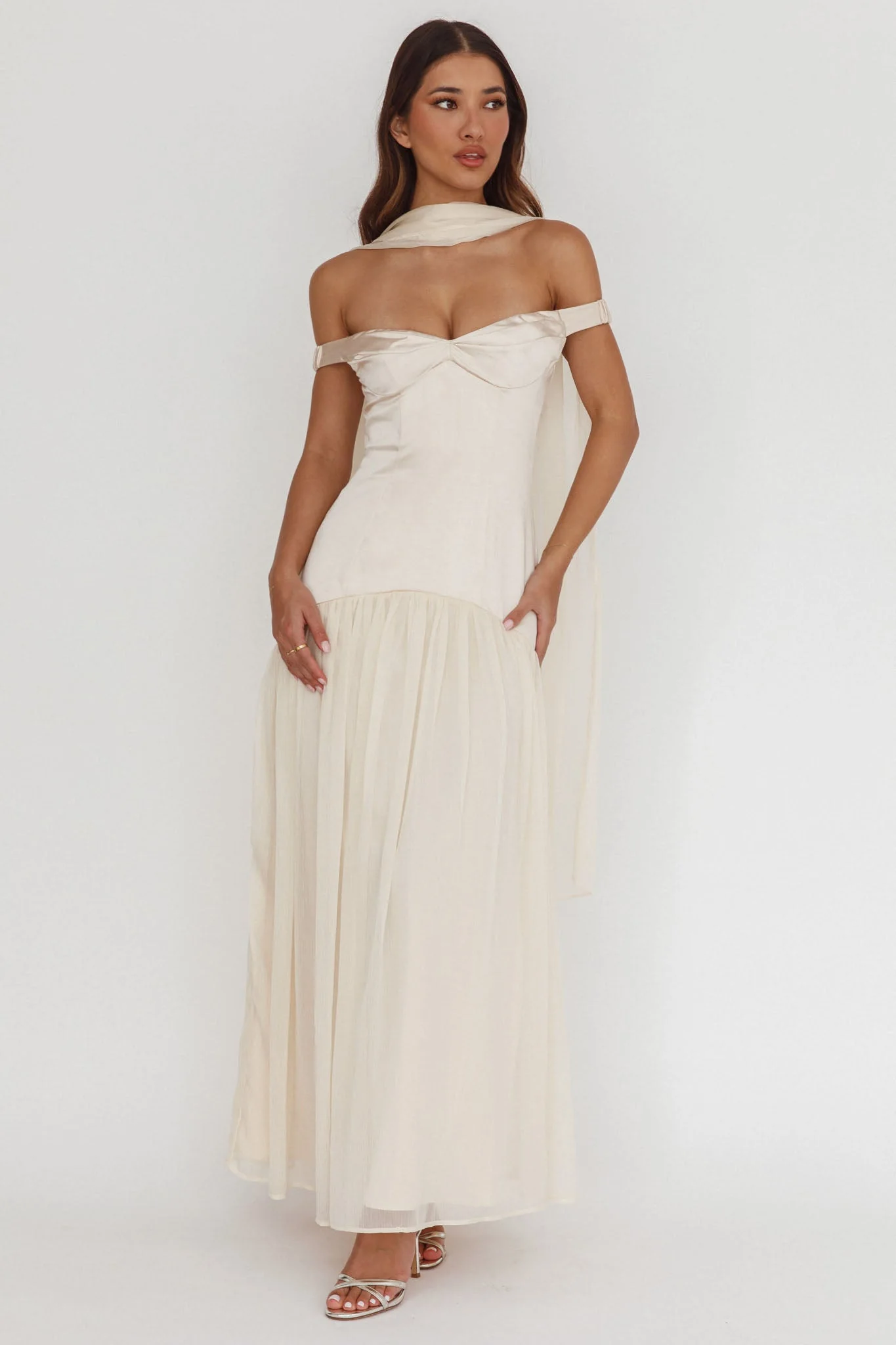 Kaycee Drop Waist Maxi Dress Champagne