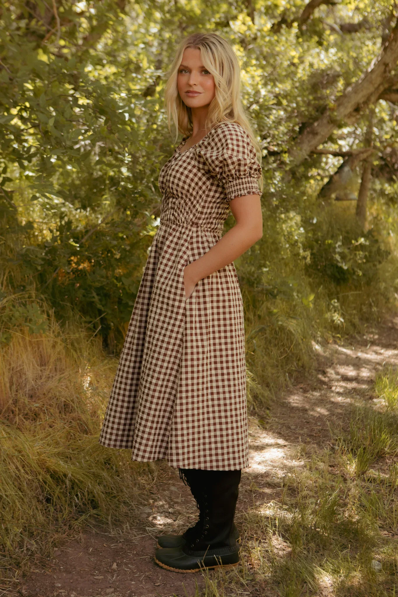 Kaitlyn Dress in Chocolate Gingham