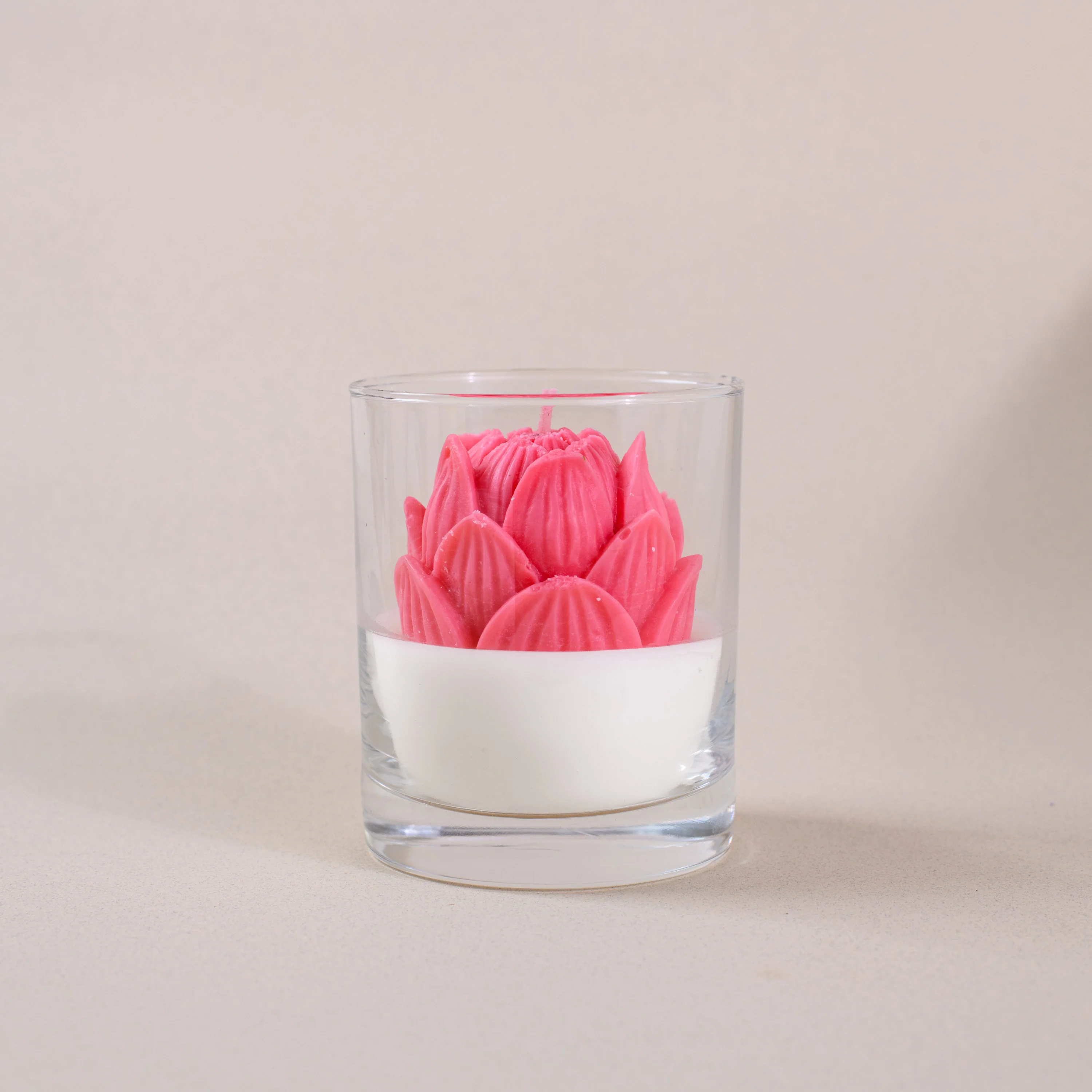 Pink Velvet Bloom Premium Glass Candle