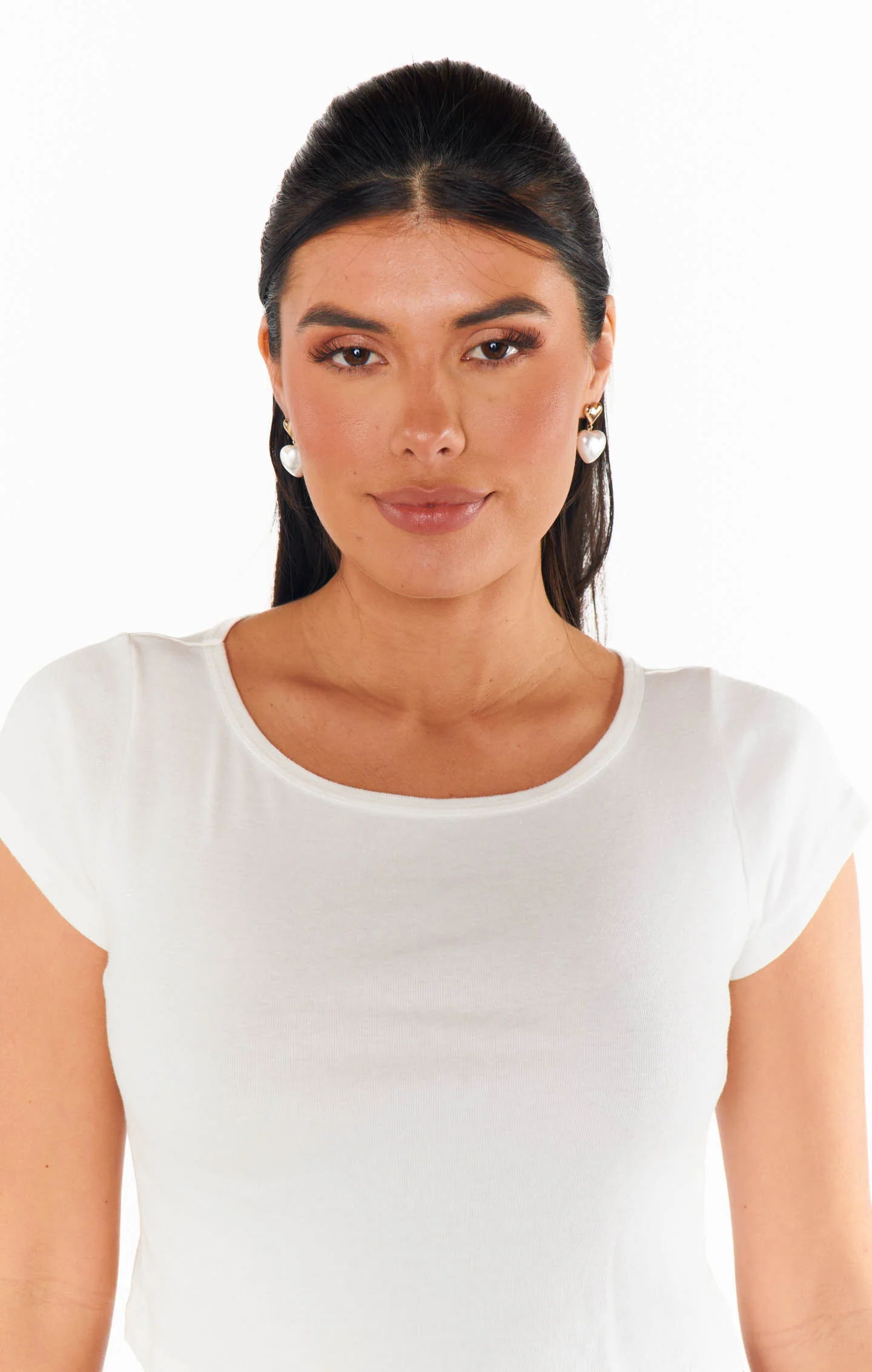 Pearly Hearts Drop Earring ~ Gold/Pearl