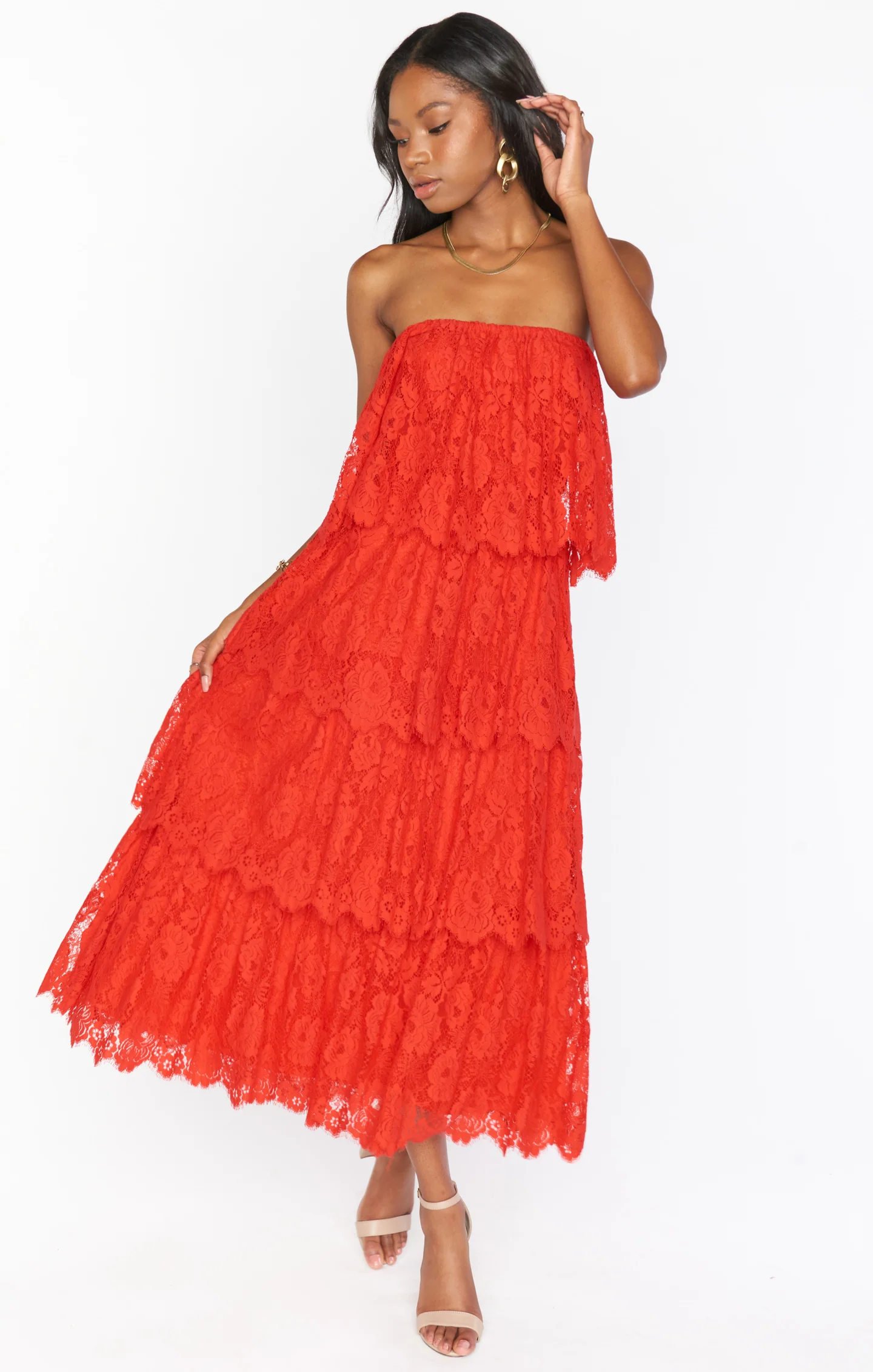 Lana Midi Dress ~ Red Spring Fling Lace