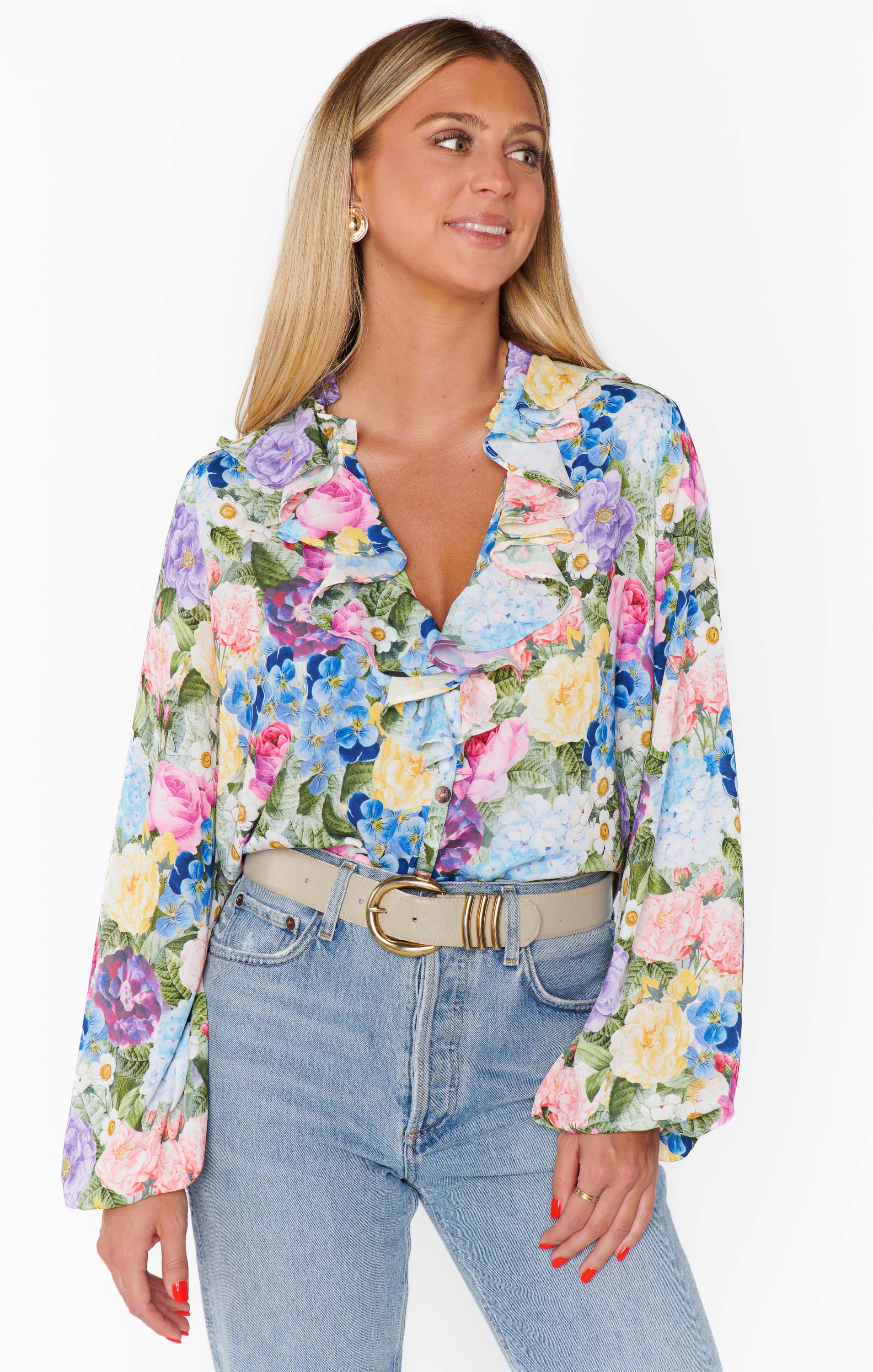 Suki Ruffle Top ~ Flower Shop