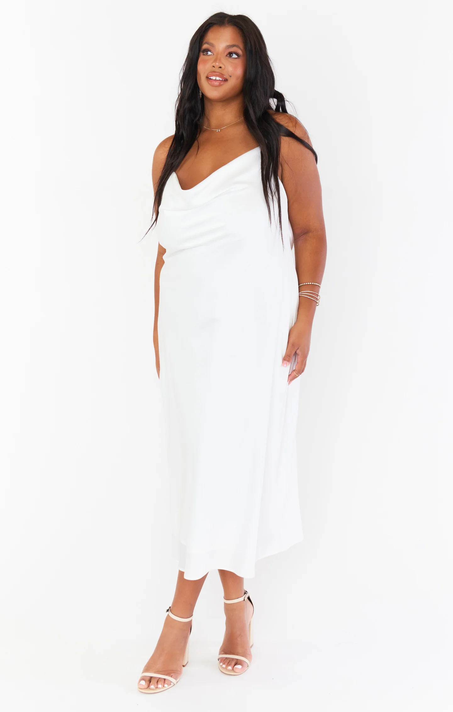 Verona Cowl Dress ~ Ivory Luxe Satin