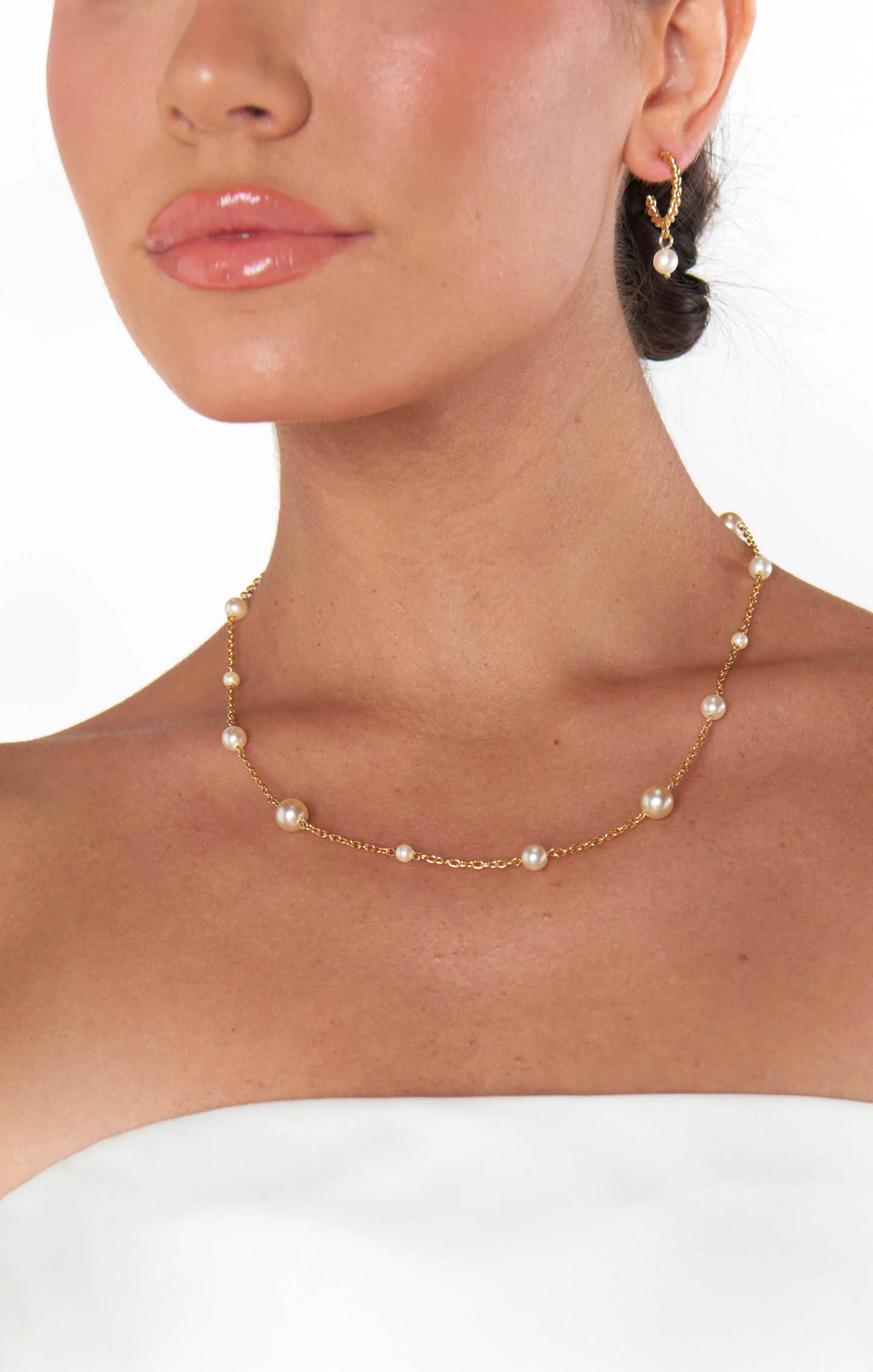 Pearl Hoop Earrings ~ Gold/Pearl