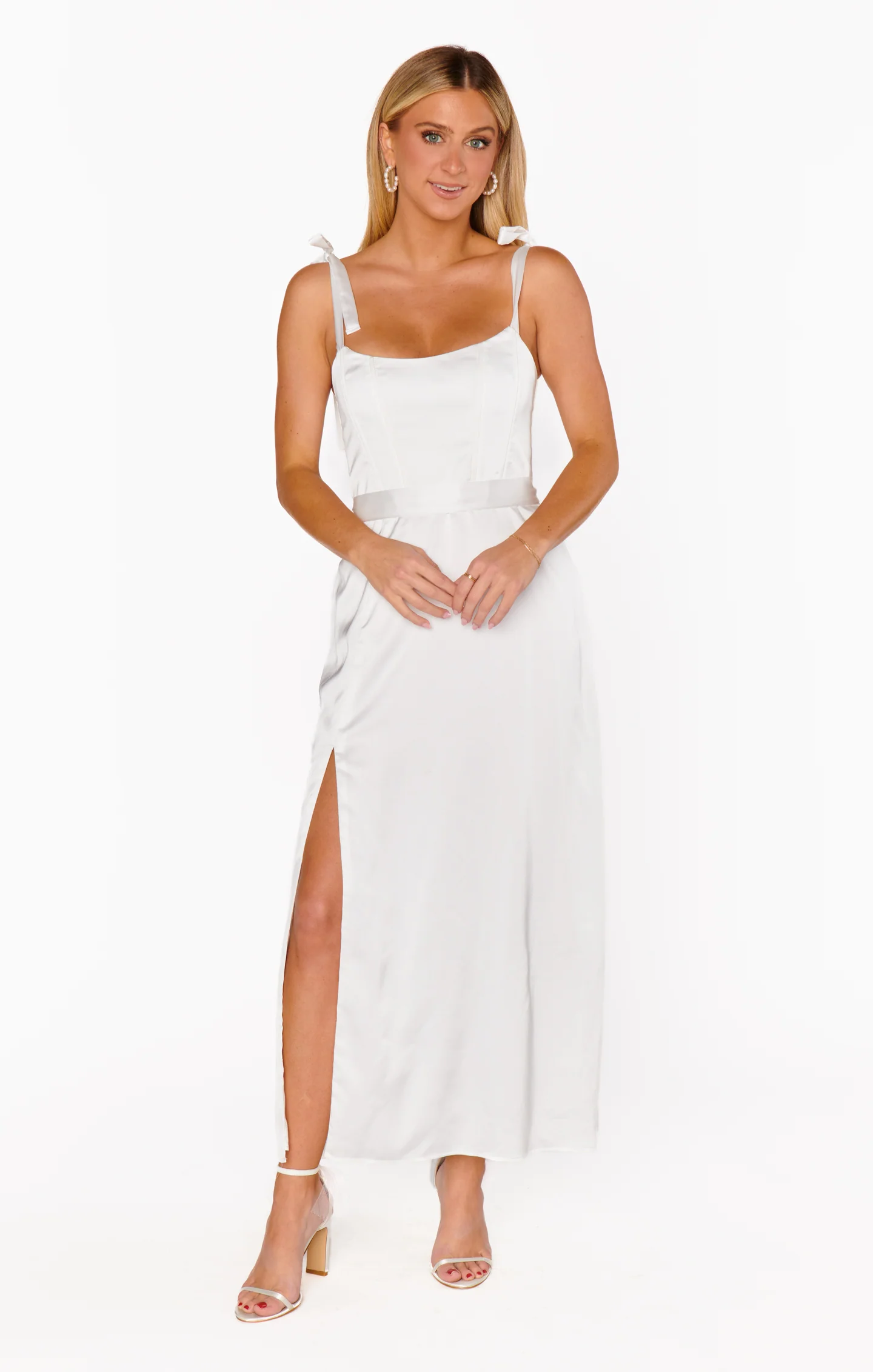 Willow Midi Dress ~ Ivory Luxe Satin