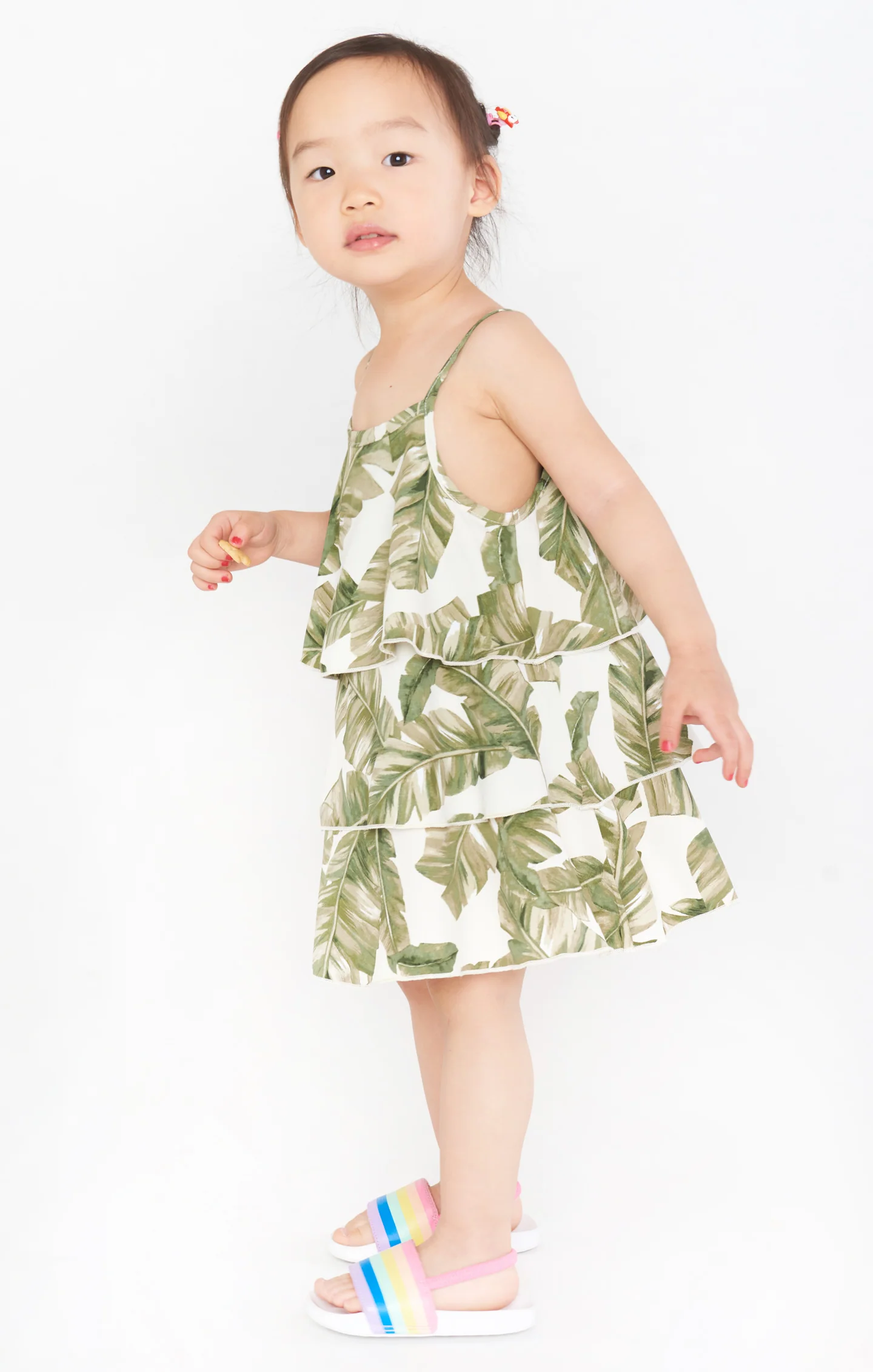 Reagan Ruffle Dress ~ Green Majestic Palm