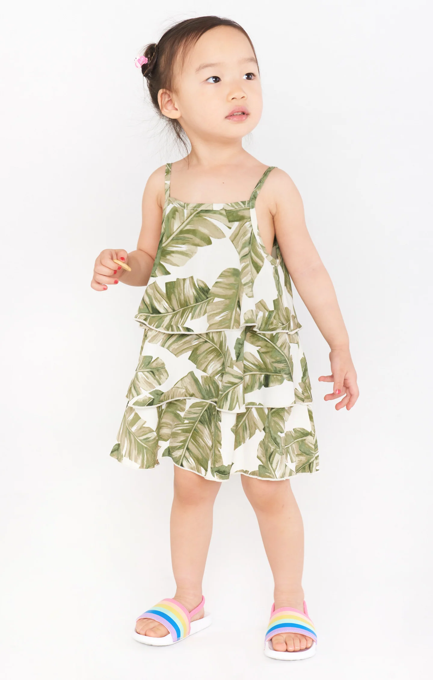 Reagan Ruffle Dress ~ Green Majestic Palm