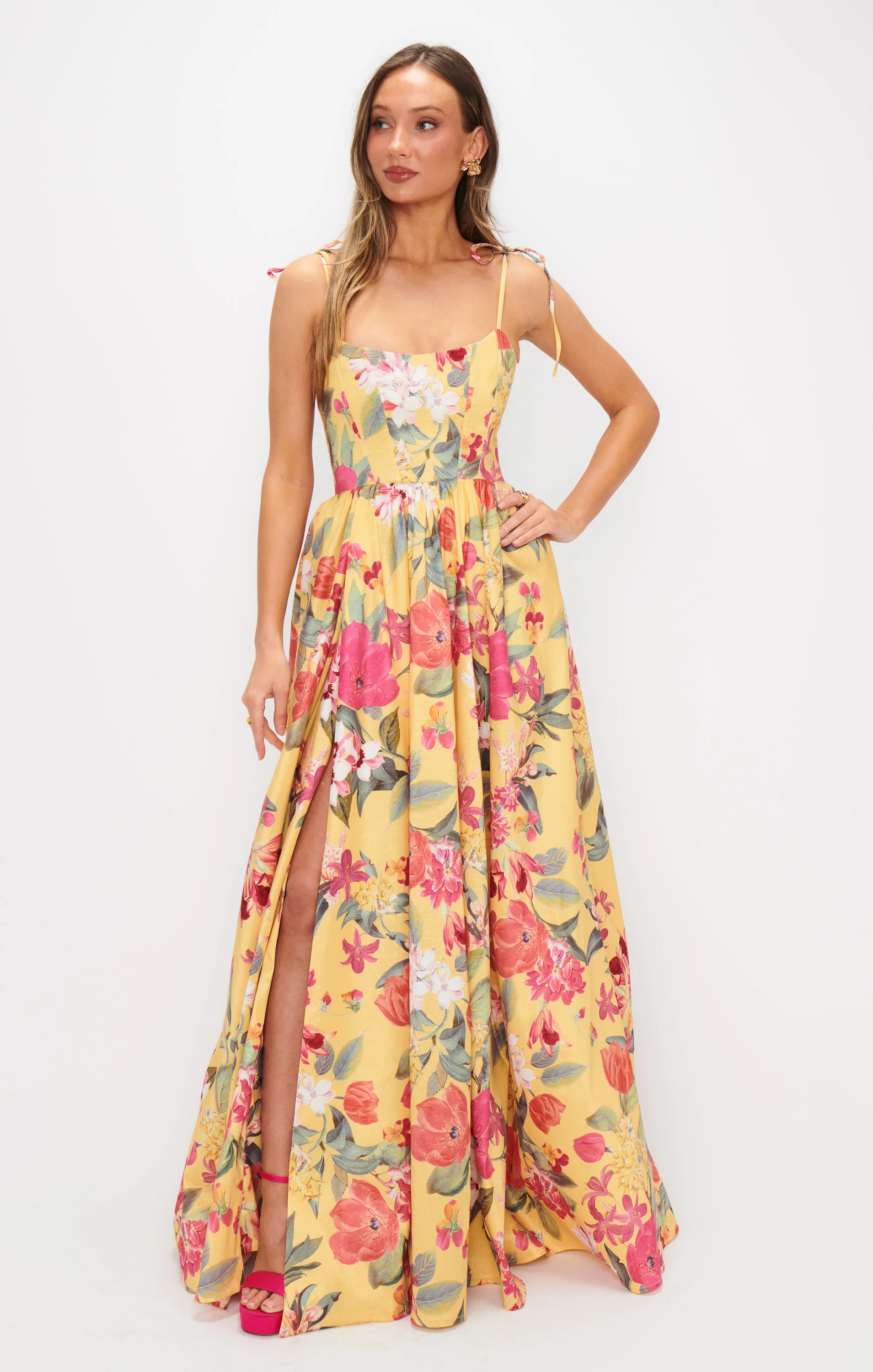 Luna Maxi Dress ~ Sunflower Floral Taffeta