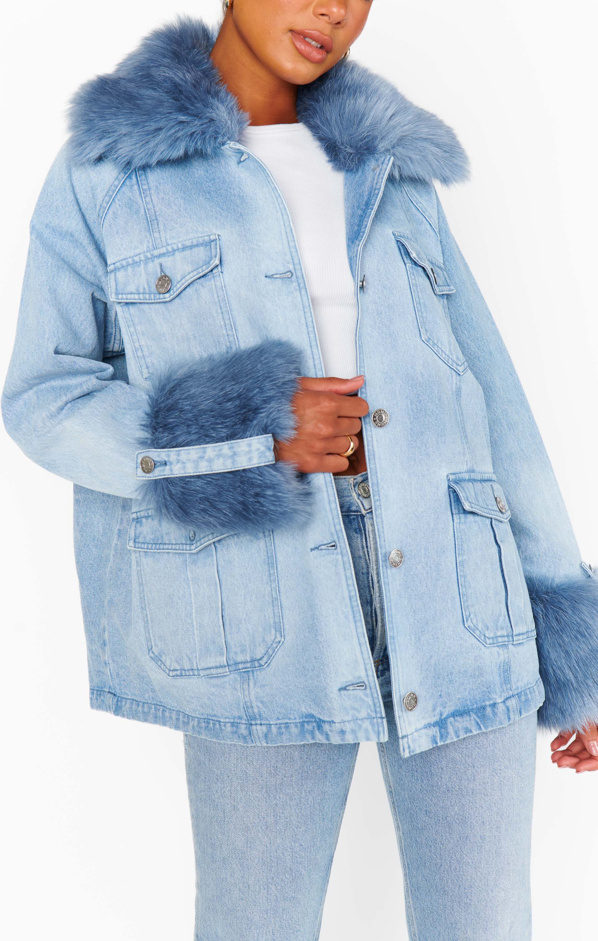 Urban Coat ~ Deep Blue with Faux Fur