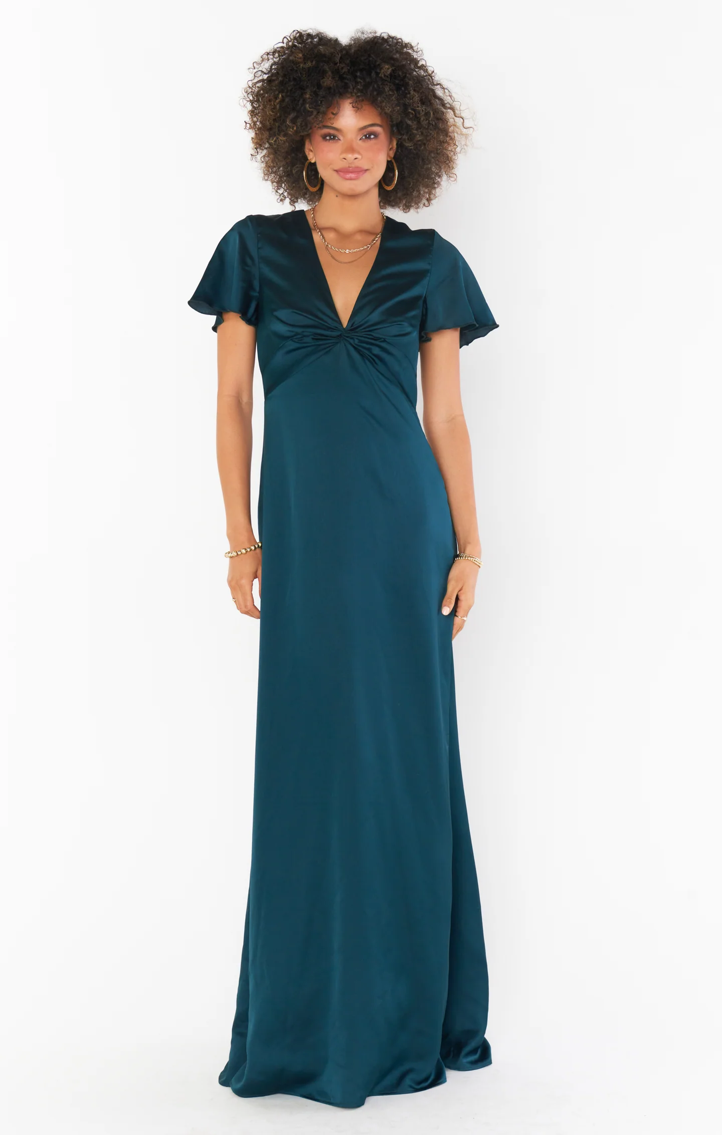 Rome Twist Gown ~ Deep Emerald Luxe Satin