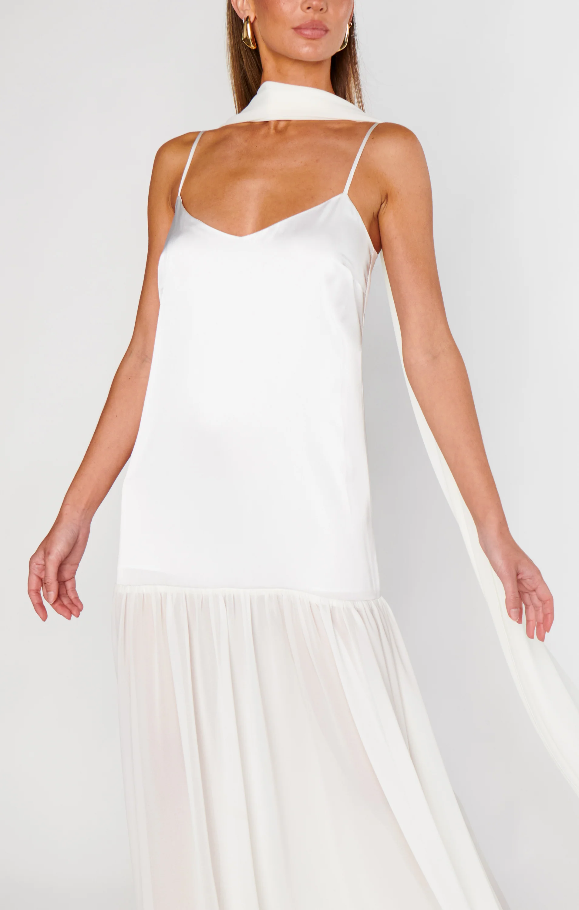 Dalia Maxi Dress ~ Ivory Luxe Satin