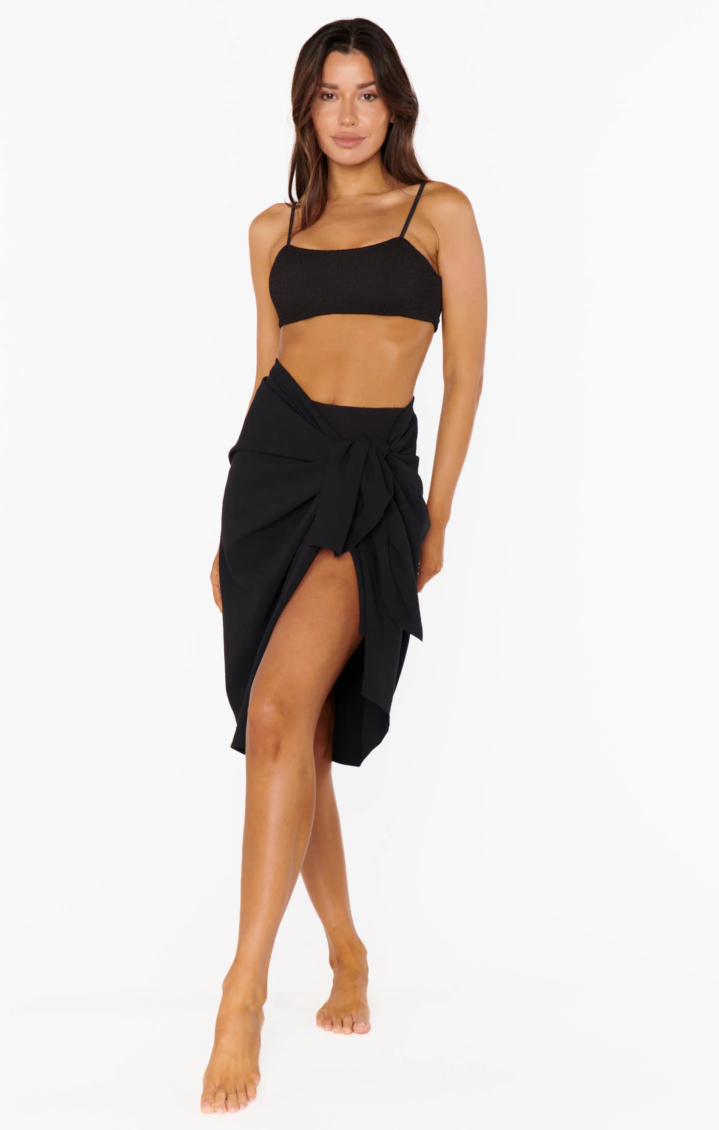 Kiran Sarong ~ Black Crinkle Flow