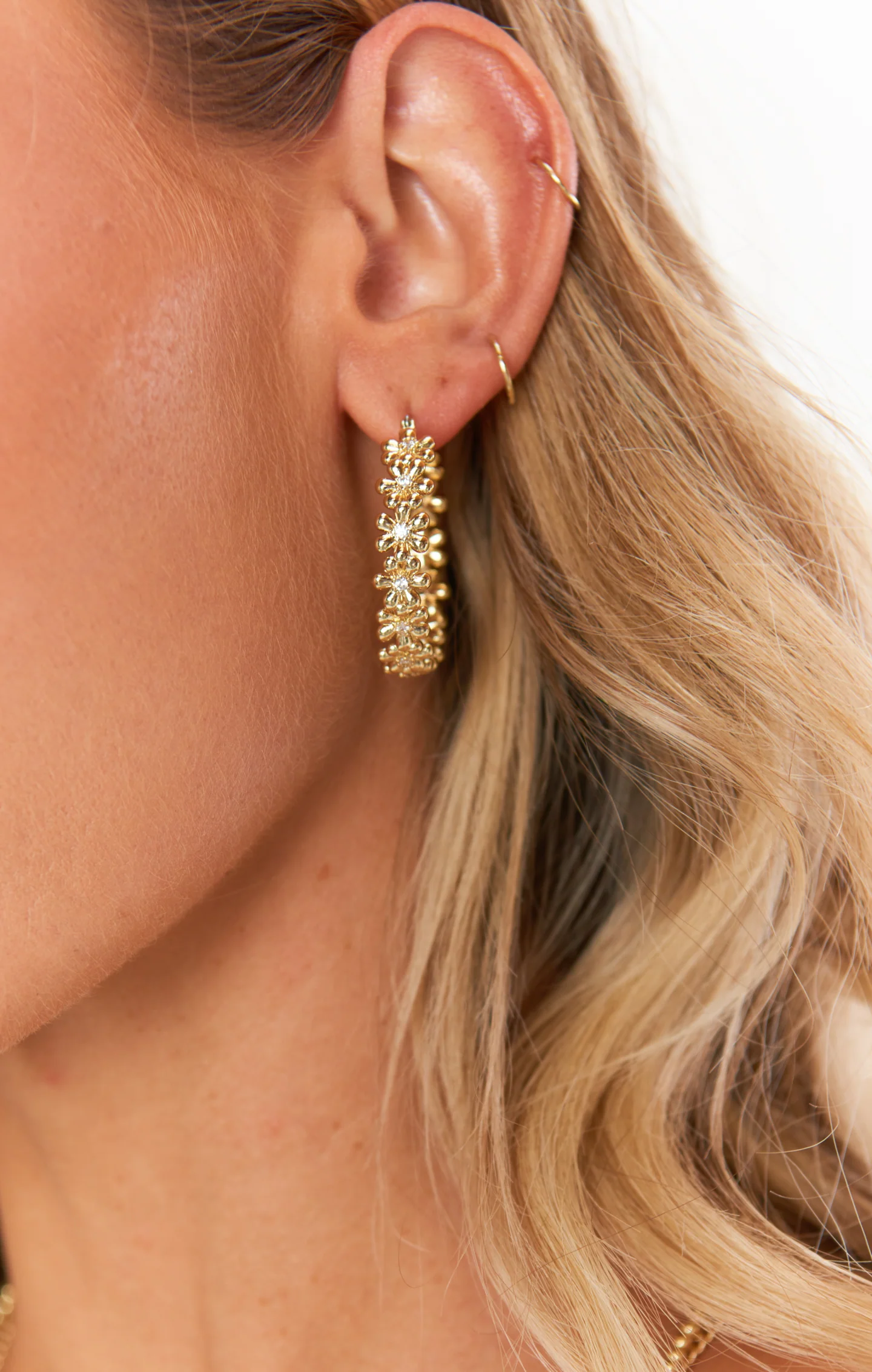 LUV AJ Daisy Chain Hoops ~ Gold