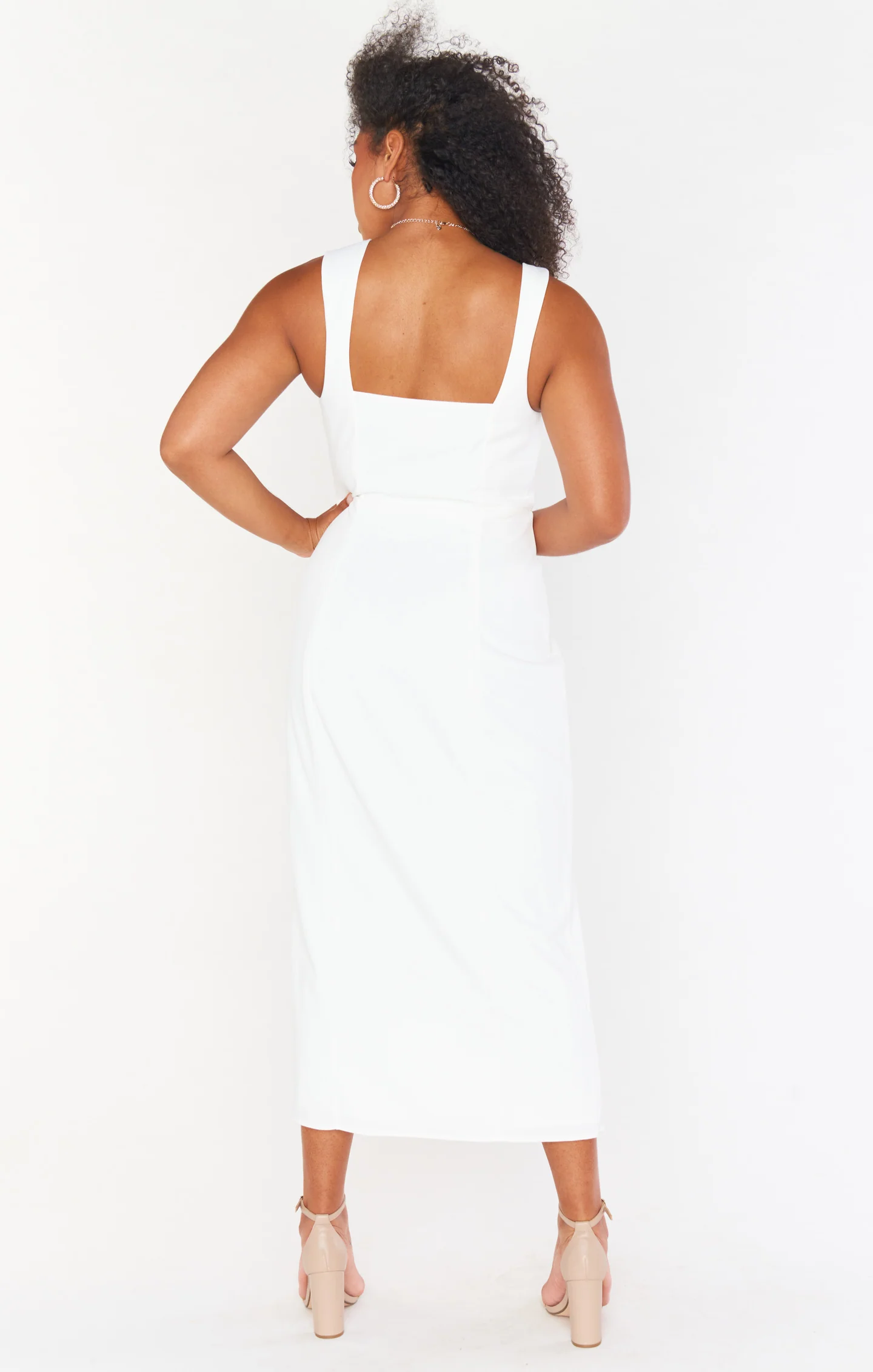 Luna Midi Dress ~ White Stretch