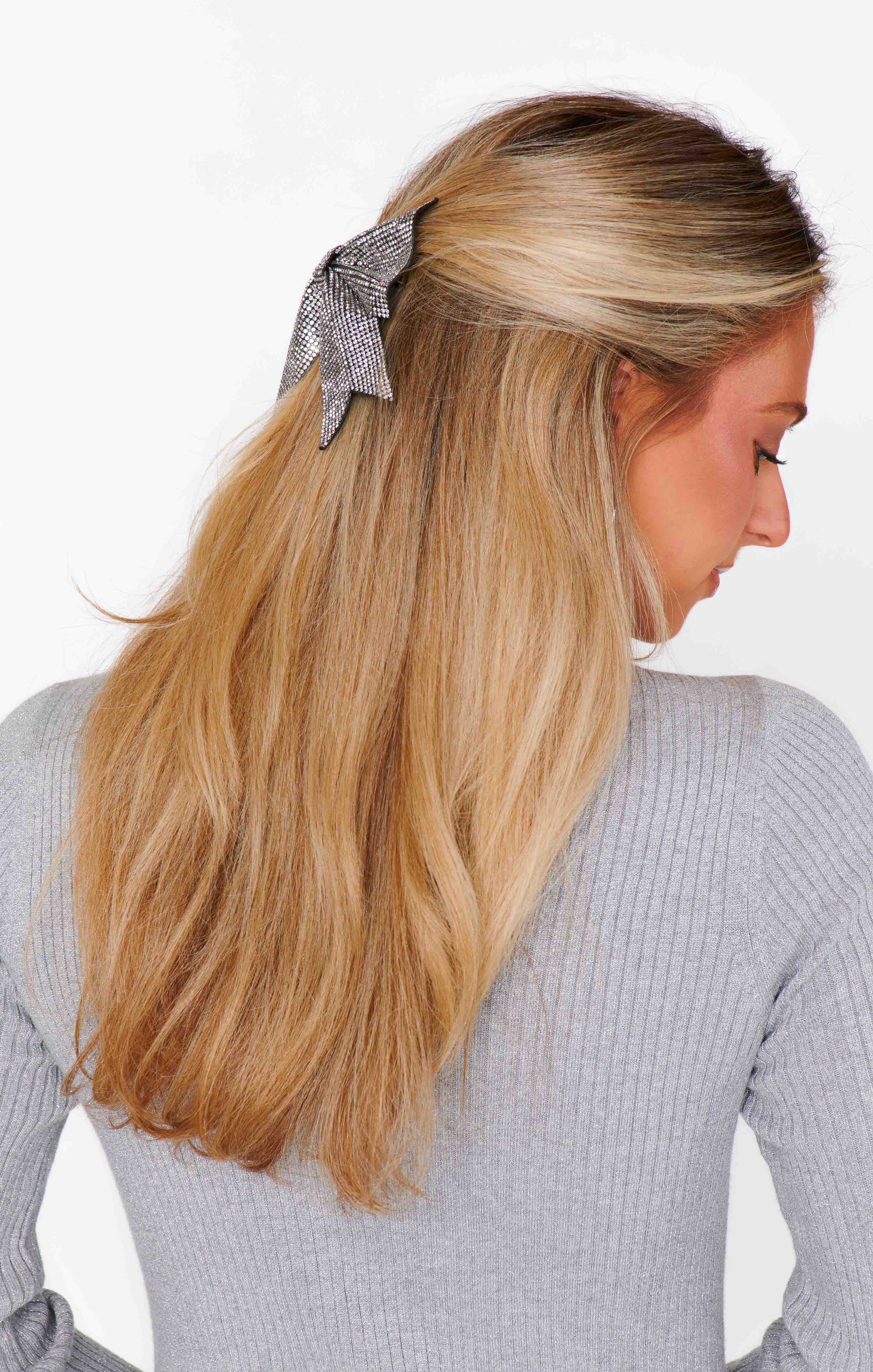 Holiday Hair Bow ~ Silver