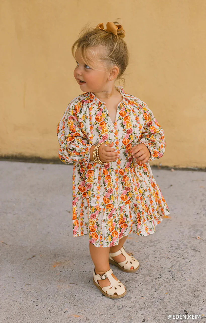 Tiny Flower Dress ~ Mountain Stripe Pattern