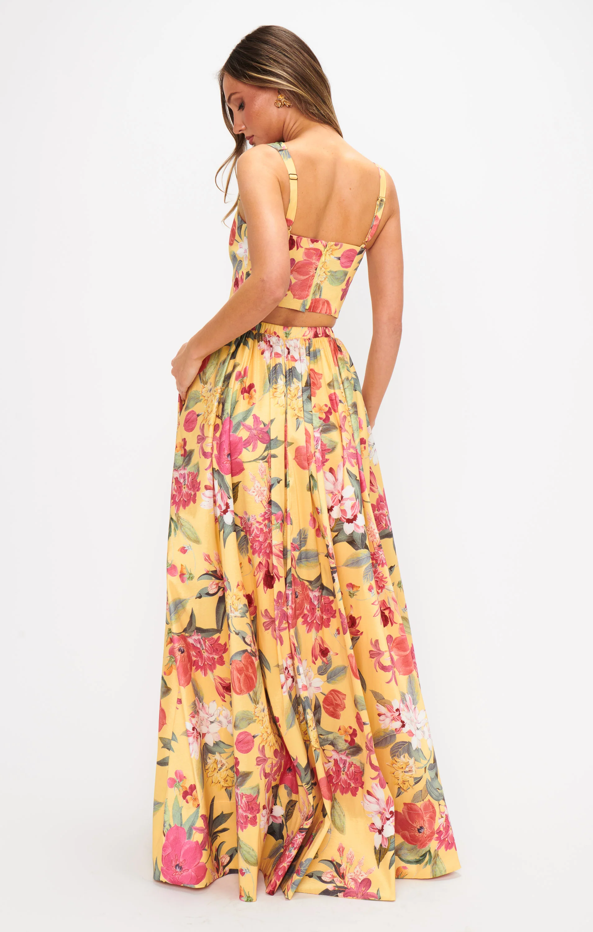 Vivianna Maxi Skirt ~ Mimosa Floral Taffeta